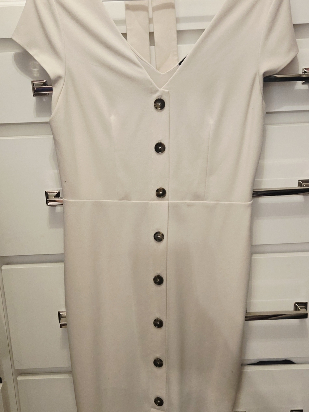 Express Cream Button-Front Midi Dress Size Medium